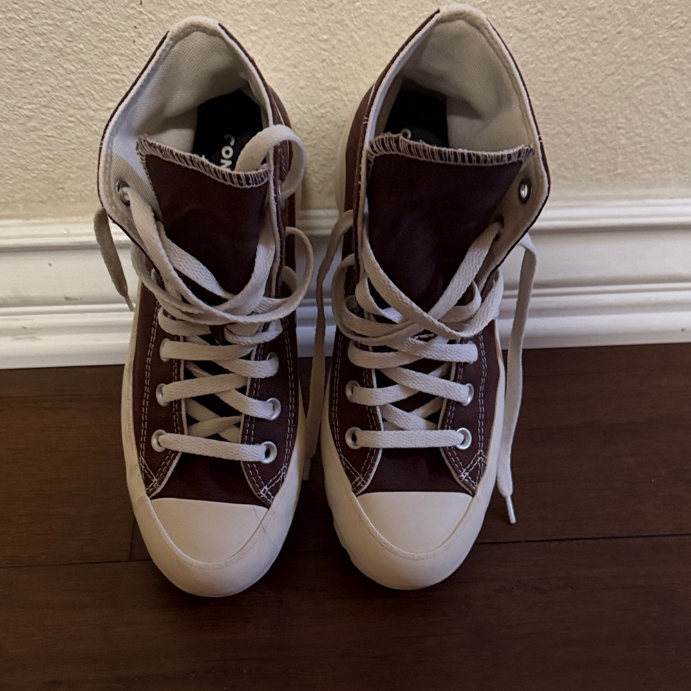 Converse Brown and Cream High-Top Sneakers